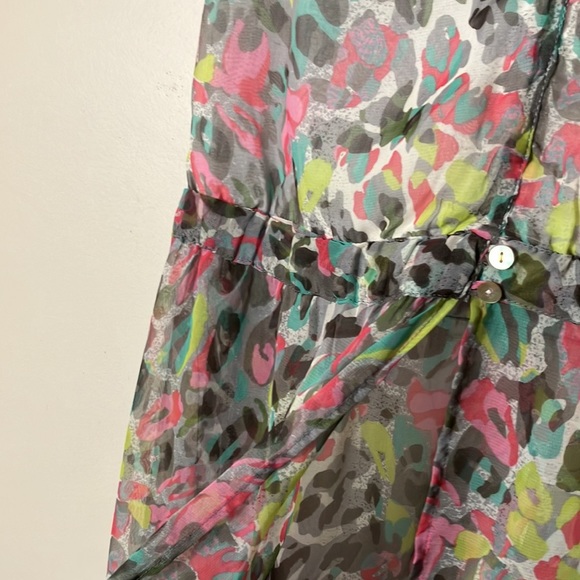 KOOVS maxi Dress sleeveless colourful abstract print sheer split front skirt - Picture 10 of 11